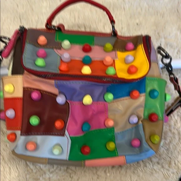 NWOT Red and Purple Shoulder Bags with Playful Patterns - Picture 3 of 4